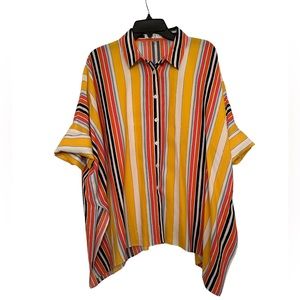 Trina Turk oversize blouse multicolor stripe/lots of coordinated tank colors